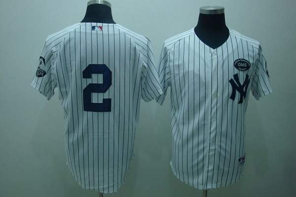 Yankees #2 Derek Jeter White GMS The Boss Stitched MLB Jersey - Click Image to Close